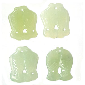 JADE SMALL PENDANT COUPLE FISH 23X28MM GREEN(4 PCS)